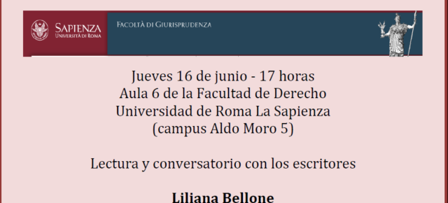 Los escritores Liliana Bellone y Antonio Gutiérrez el 16 de Junio en la Universidad de Roma "Sapienza"