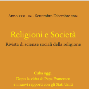 Publicado el volumen de «Religioni e Società» Cuba hoy después de la visita de Papa Francisco y las nuevas relaciones con los Estados Unidos